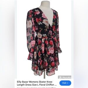 Eilly Bazar Long Sleeve Floral Dress - L